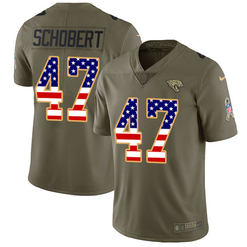 Nike  Jaguars #47 Joe Schobert Olive USA Flag Men Stitched NFL Limited 2017 Salute To Service Jersey